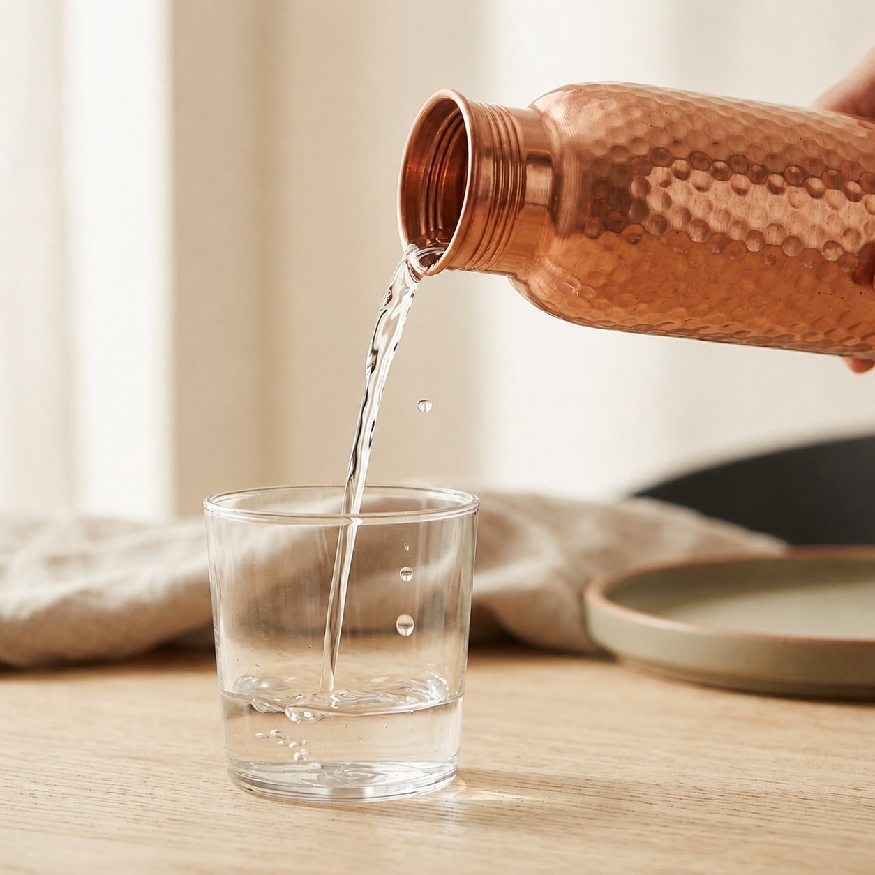 Copper & Co. Pure 99.9% Copper Water Bottle | Hand-Hammered, 34 oz