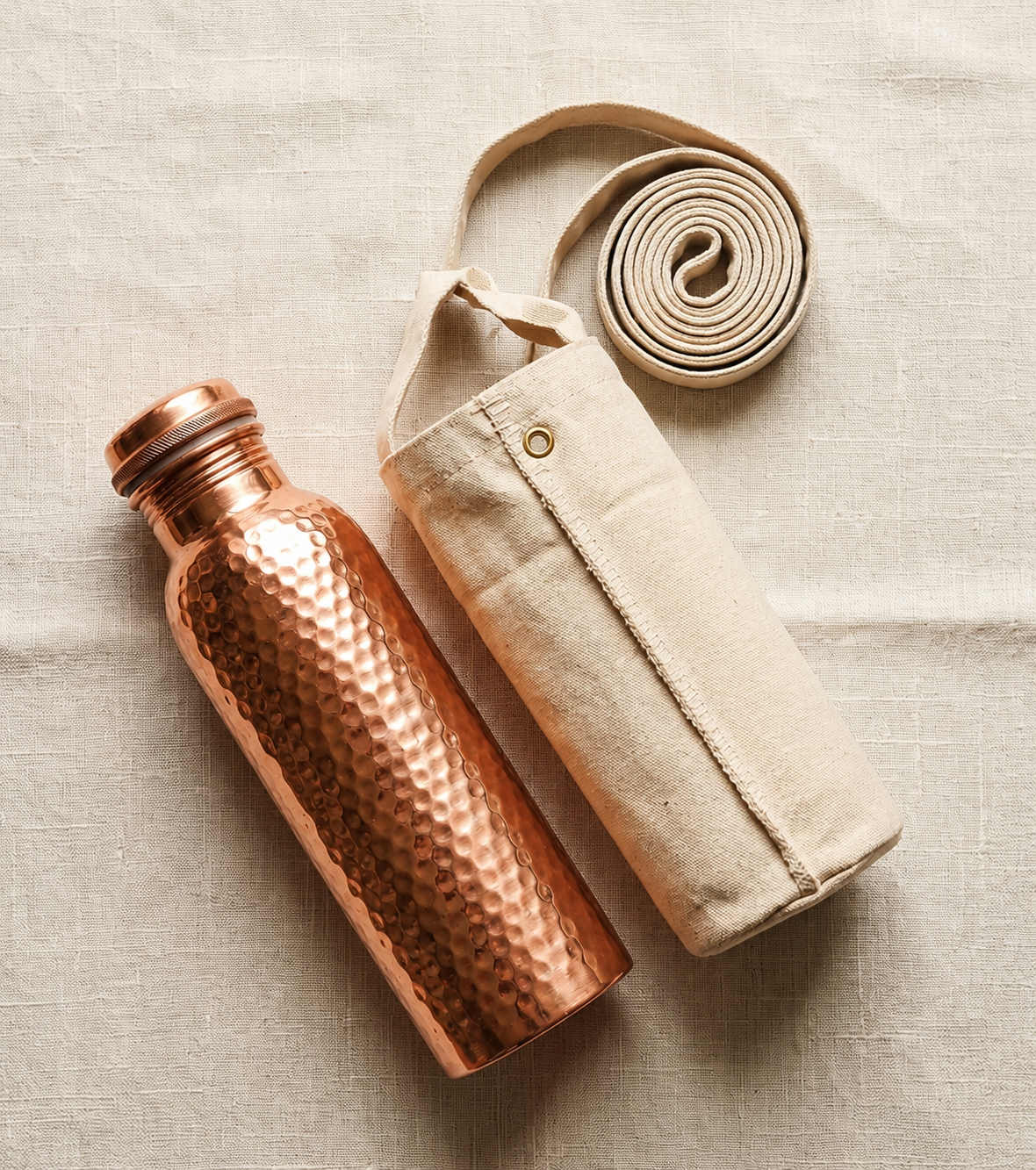 Copper & Co. Pure 99.9% Copper Water Bottle | Hand-Hammered, 34 oz