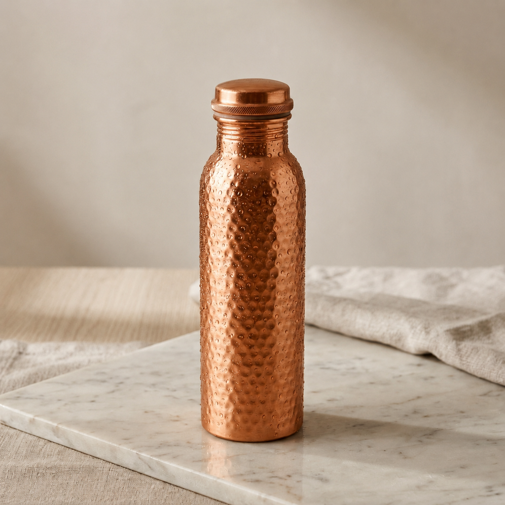 Copper & Co. Pure 99.9% Copper Water Bottle | Hand-Hammered, 34 oz