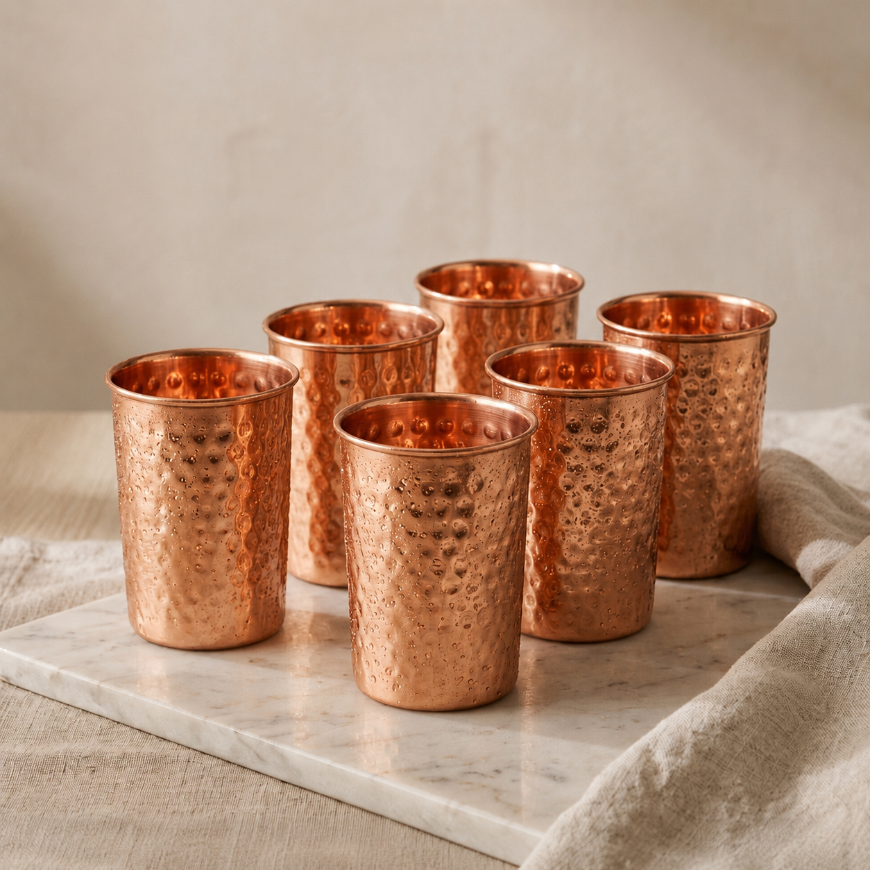 Copper & Co. Pure 99.9% Copper Glass Set | Hand Hammered