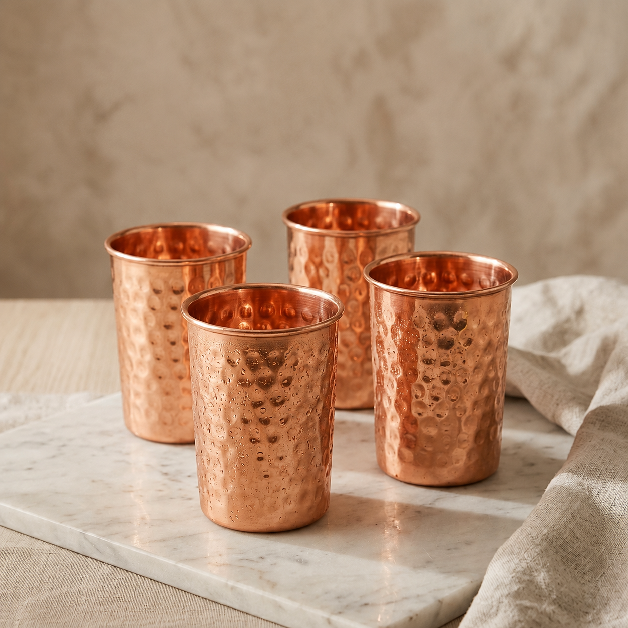 Copper & Co. Pure 99.9% Copper Glass Set | Hand Hammered